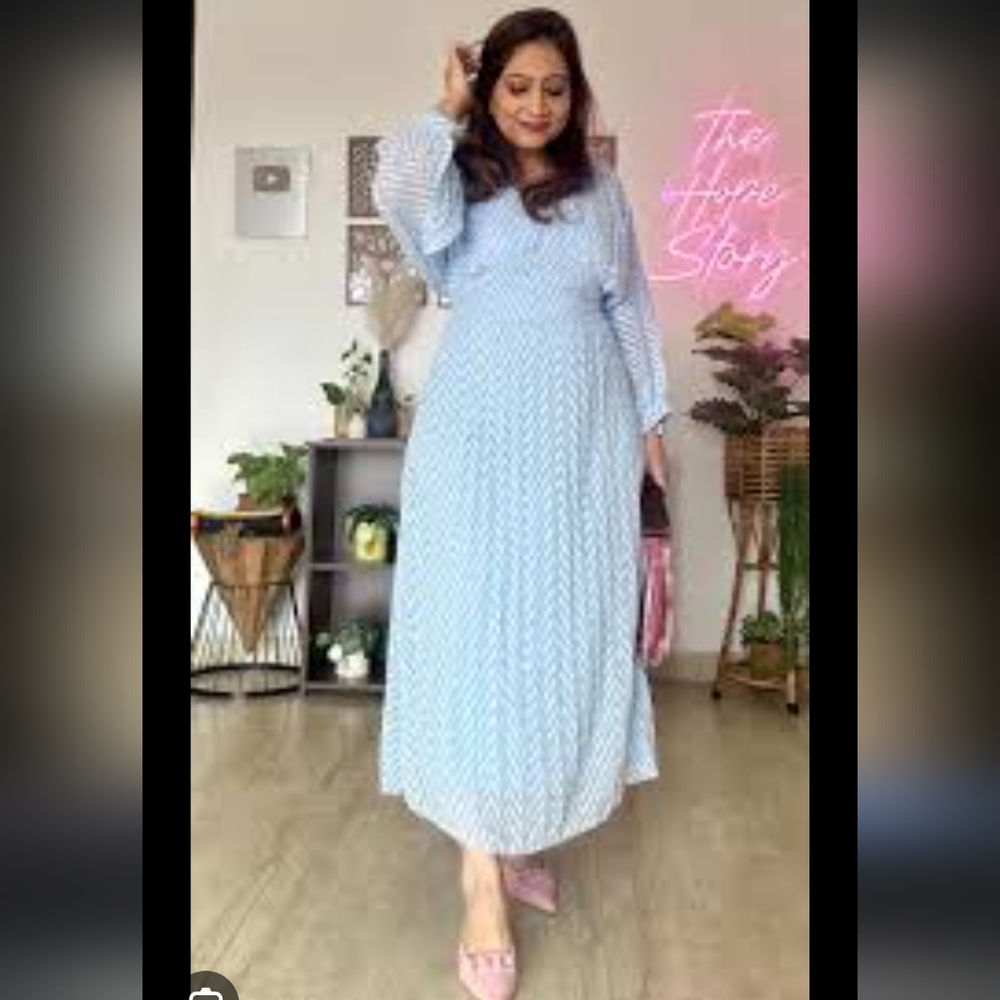 ASOS Light Blue Striped Long Sleeve Wrap Tie Plunge Dress 6